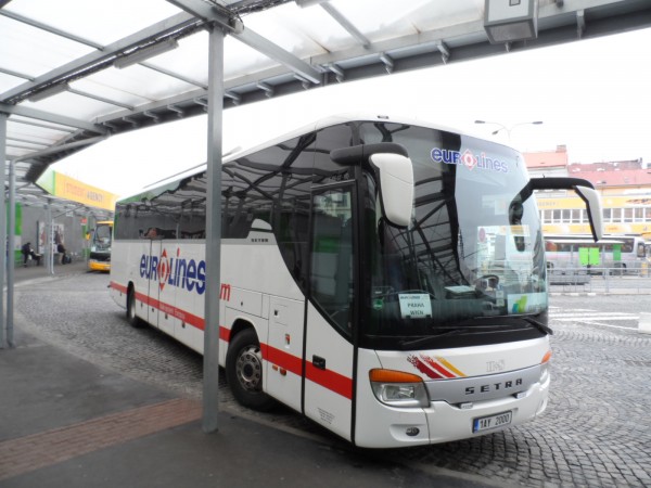 Zacatek moji cesty v Praze UAN Florenc ve 13 hod cestou do Vidne