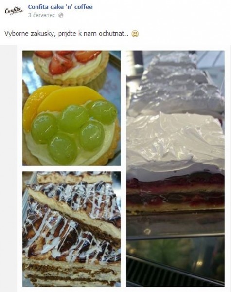 Zákusky vypadaly přesně jako na facebookové prezentaci, tj. velmi řemeslně :-)