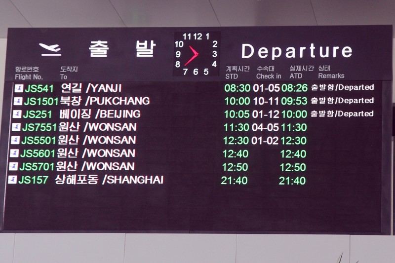 Wonsan poprvé na odletové tabuli