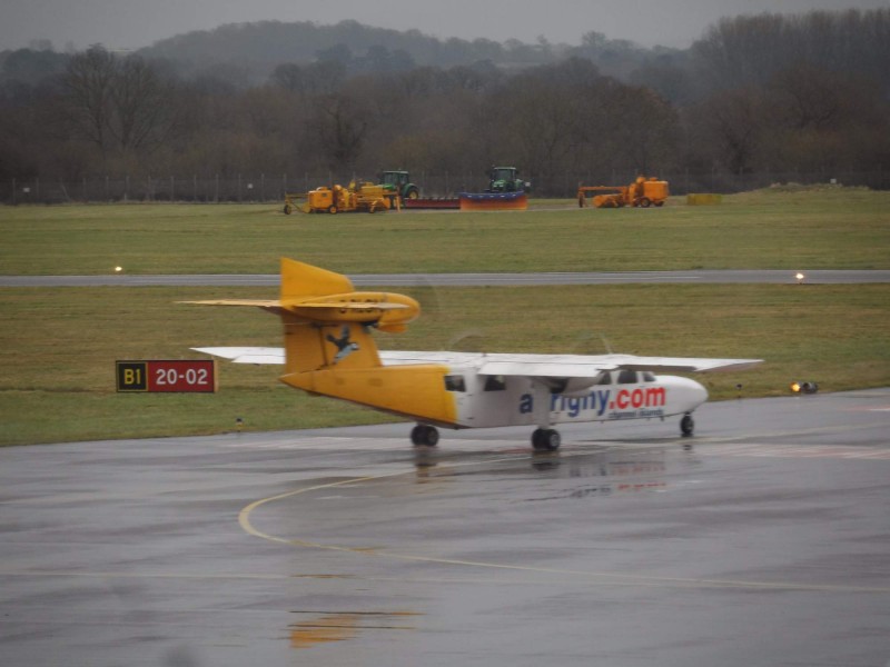 Aurigny Trilander pred odletem na Alderney