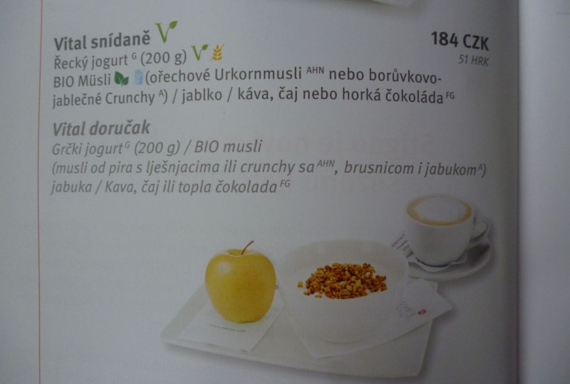 Pohled do menu RailJetu (rakouského)
