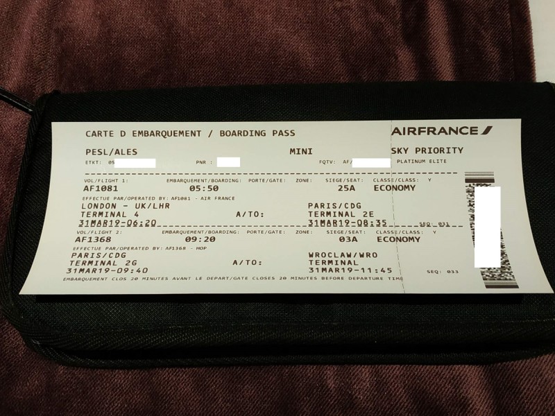 Boarding pass na oba lety