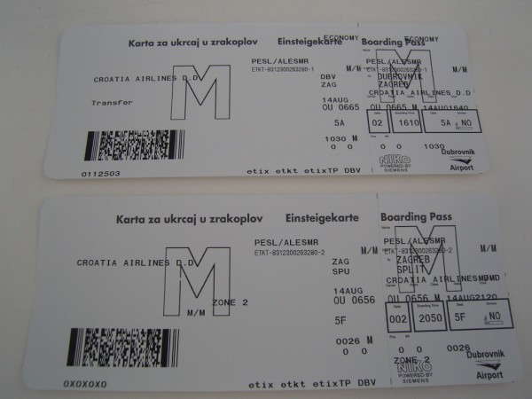 Boarding passy na dnesni lety