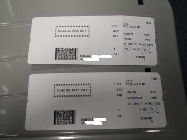 Boarding passy, nakonec vyuzity pouze jeden